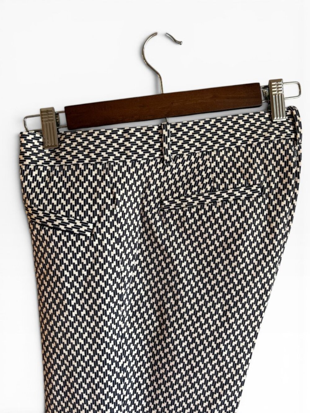 GAP Navy White Geometric Print Ankle Pants Stretch Slim Career Size 12 - Picture 14 of 15